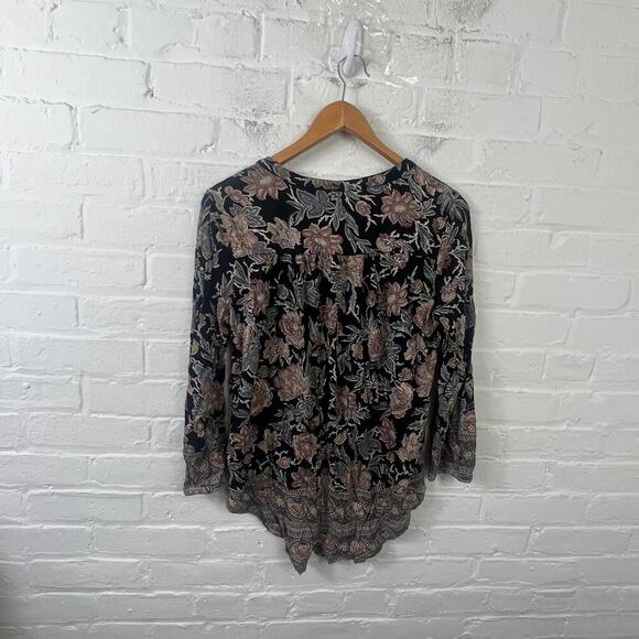 Lucky Brand Women's Floral Print Blouse Top Long Sleeve Multicolor Size Large - Picture 2 of 6